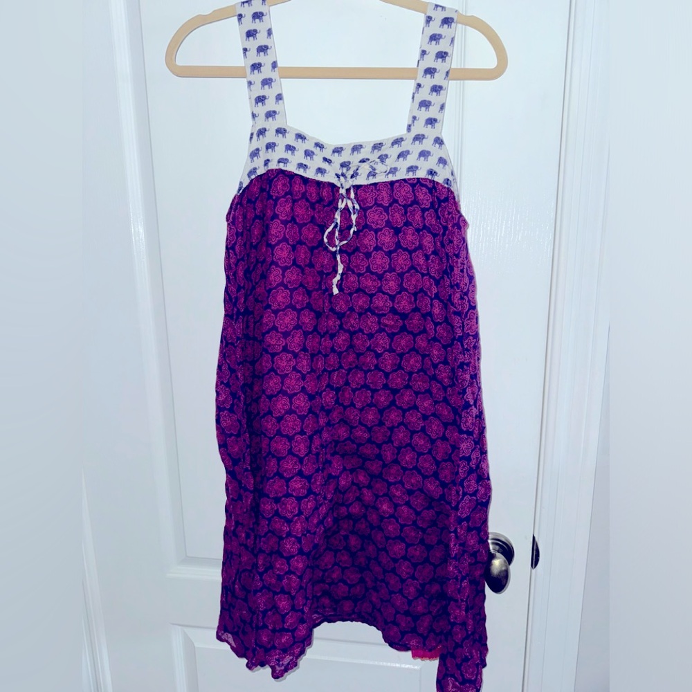 Cotton Indian Inspired Elephant Flowered Print Dress Heihei By Anthropologie Med